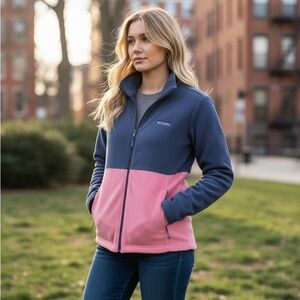 Columbia Navy and Pink Fleece Jacket